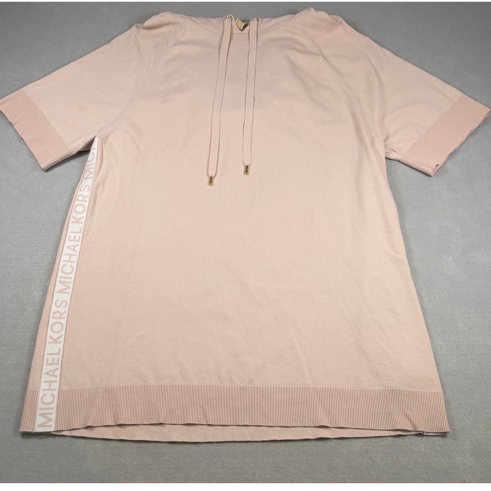 Michael Michael Kors Pink Short Sleeve Hooded Sweater Logo Tape XL